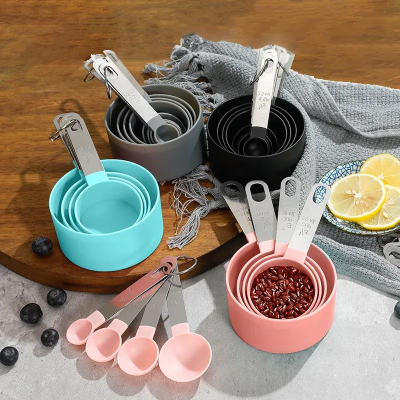 Ensemble de tasses et cuillères à mesurer empilables en acier inoxydable, 8 pièces 4