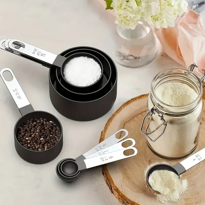 Ensemble de tasses et cuillères à mesurer empilables en acier inoxydable, 8 pièces 5