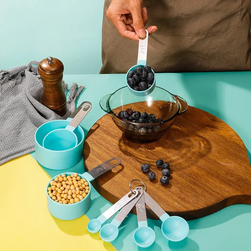 Ensemble de tasses et cuillères à mesurer empilables en acier inoxydable, 8 pièces 6