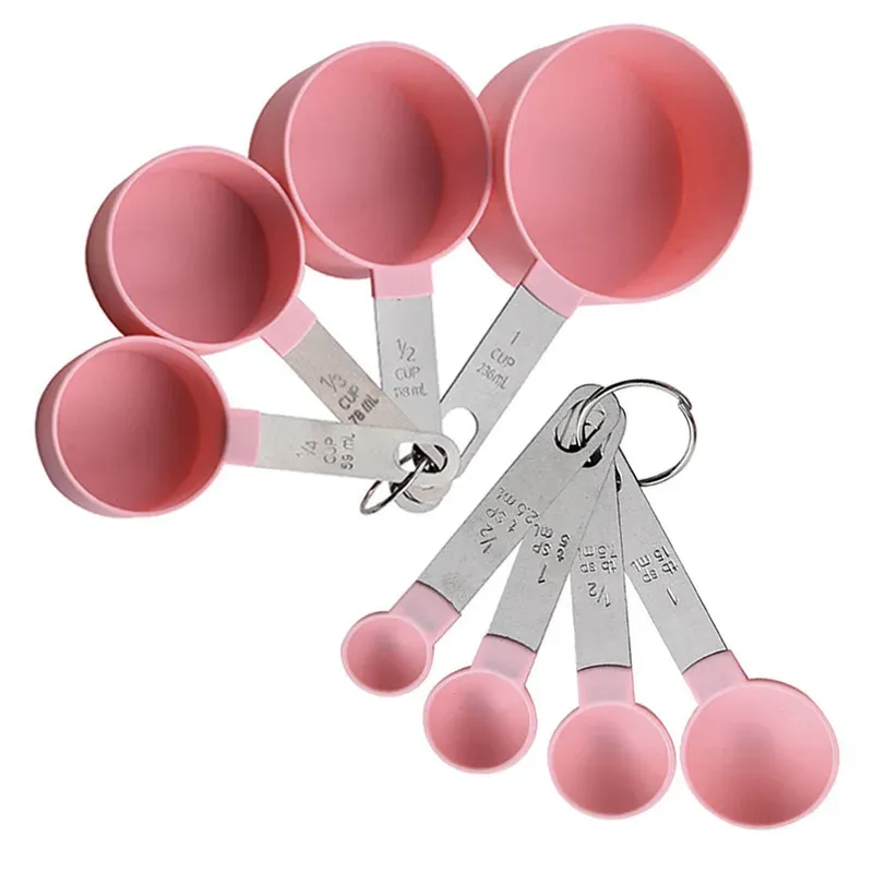 Ensemble de tasses et cuillères à mesurer empilables en acier inoxydable, 8 pièces 8