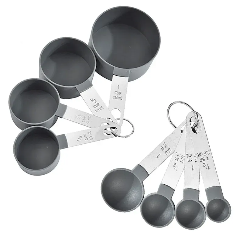 Ensemble de tasses et cuillères à mesurer empilables en acier inoxydable, 8 pièces 7