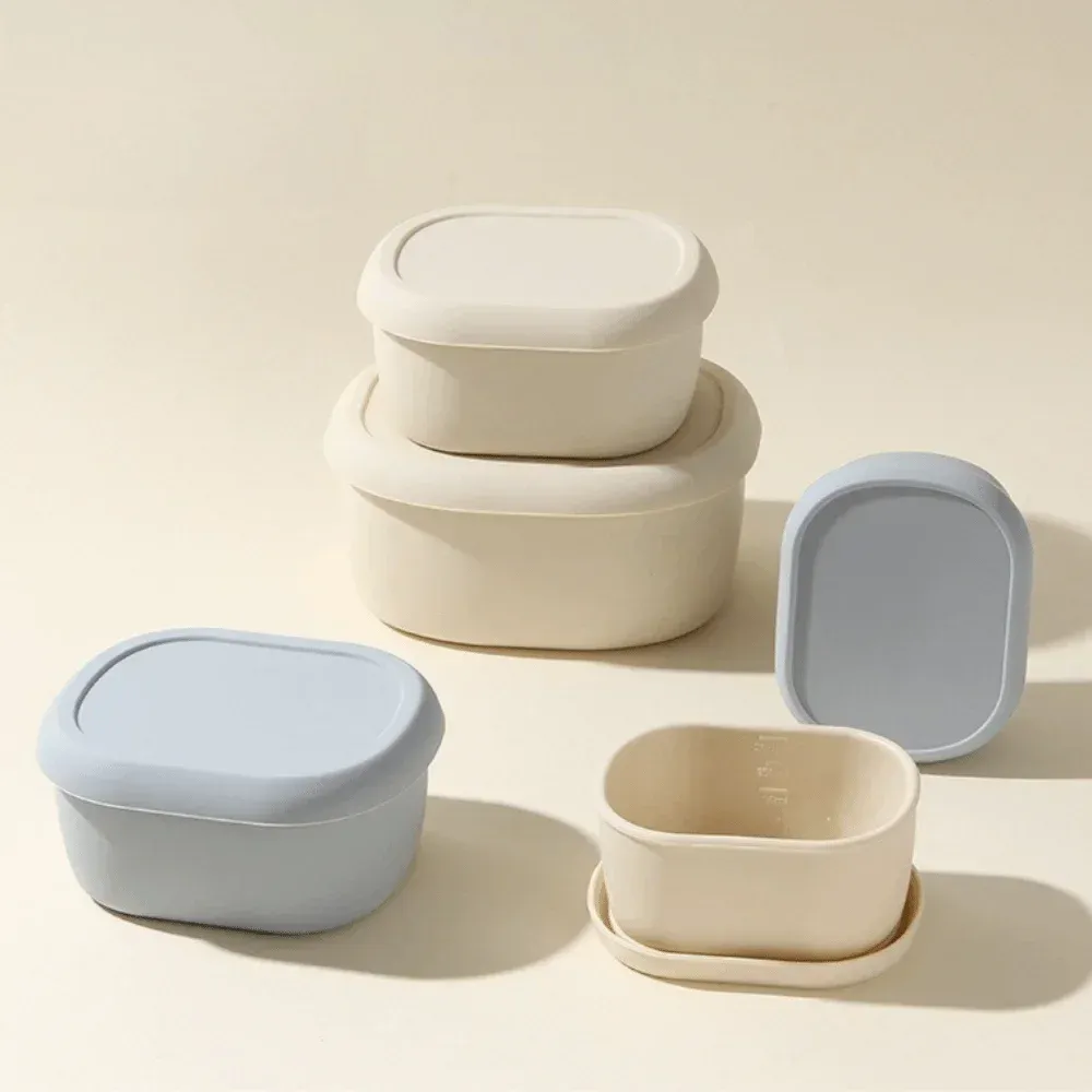 Boîte à repas en silicone de qualité alimentaire avec couvercle, récipient hermétique sans BPA, 200/300/600 ml, passe au micro-ondes, idéale pour les pique-niques 1