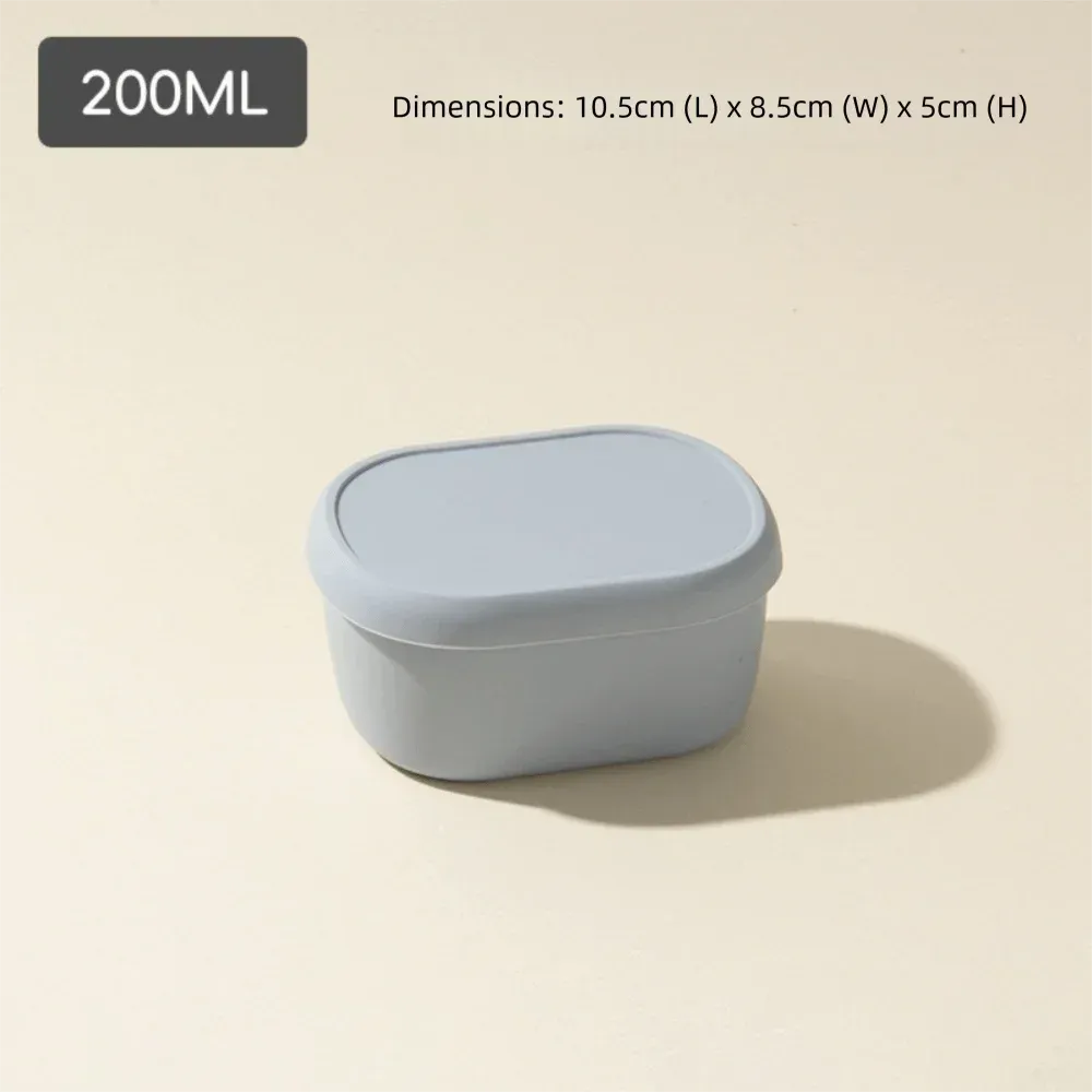 Boîte à repas en silicone de qualité alimentaire avec couvercle, récipient hermétique sans BPA, 200/300/600 ml, passe au micro-ondes, idéale pour les pique-niques 10