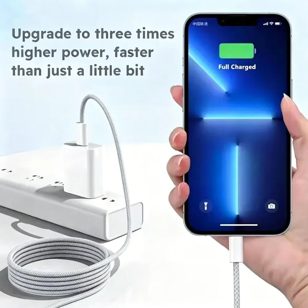 Câble tressé USB-C à charge rapide PD 35W, lot de 3, compatible iPhone 8 à 14 Pro Max, X, XR et XS 6