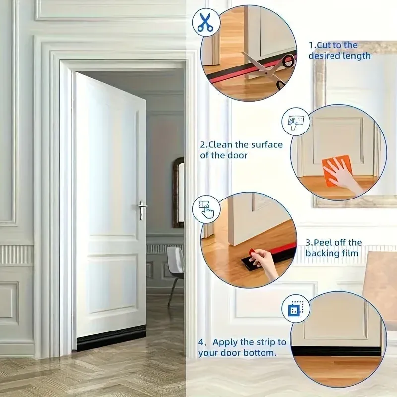 Pose du joint d'étanchéité sous une porte