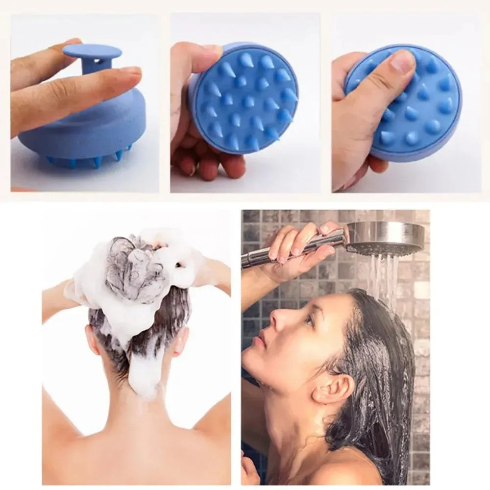 Brosse de shampoing en silicone pour massage du cuir chevelu et lavage des cheveux 3
