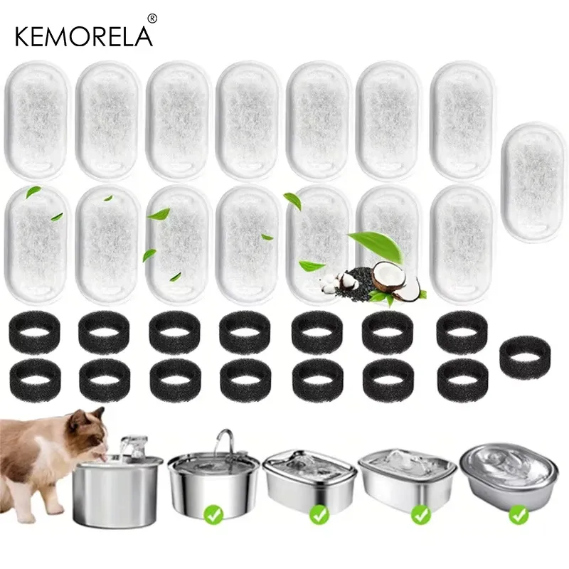 Filtres éponge à charbon actif pour fontaine à eau en acier inoxydable pour chat, lot de 12 ou 15 pièces 7