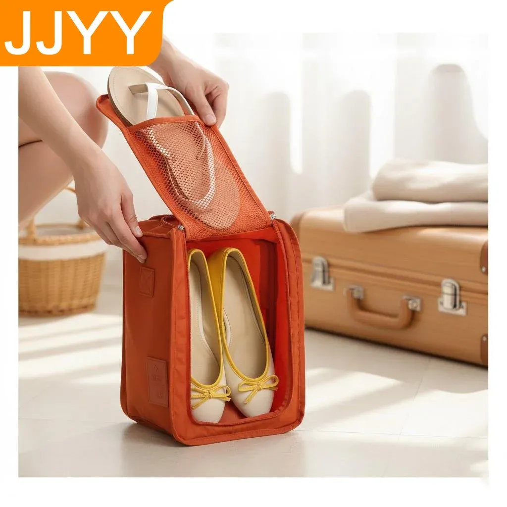 Sac de rangement portable pour chaussures de voyage à fermeture éclair