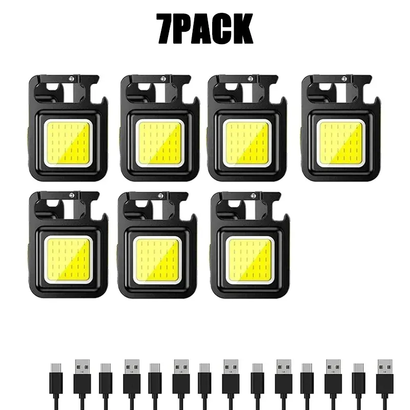 Porte-clés lampe de poche LED COB rechargeable USB, lampe de camping portable multifonction avec pince de poche 9