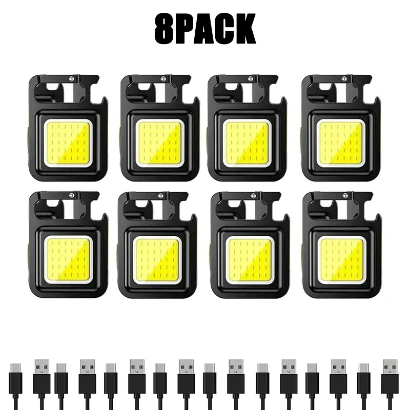 Porte-clés lampe de poche LED COB rechargeable USB, lampe de camping portable multifonction avec pince de poche 11