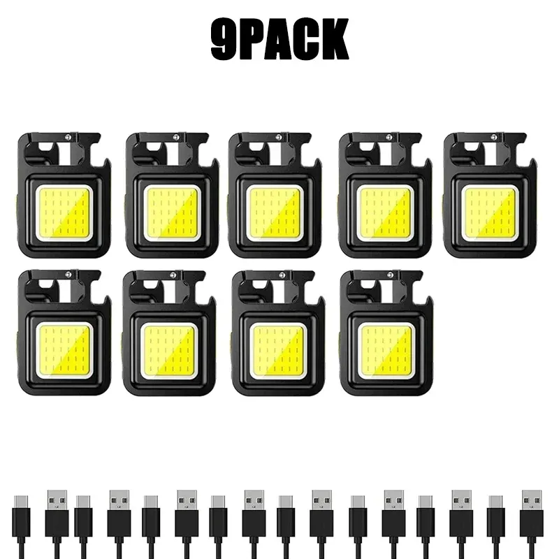 Porte-clés lampe de poche LED COB rechargeable USB, lampe de camping portable multifonction avec pince de poche 10