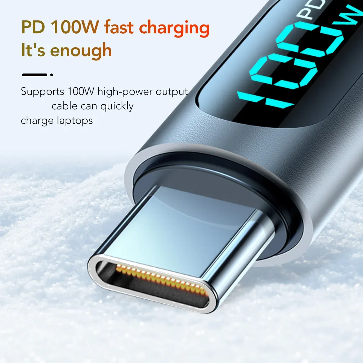 Câble de charge ultra-rapide 6A 120W USB-A vers USB-C en nylon, avec affichage numérique LED, compatible Xiaomi, Redmi et Samsung 4