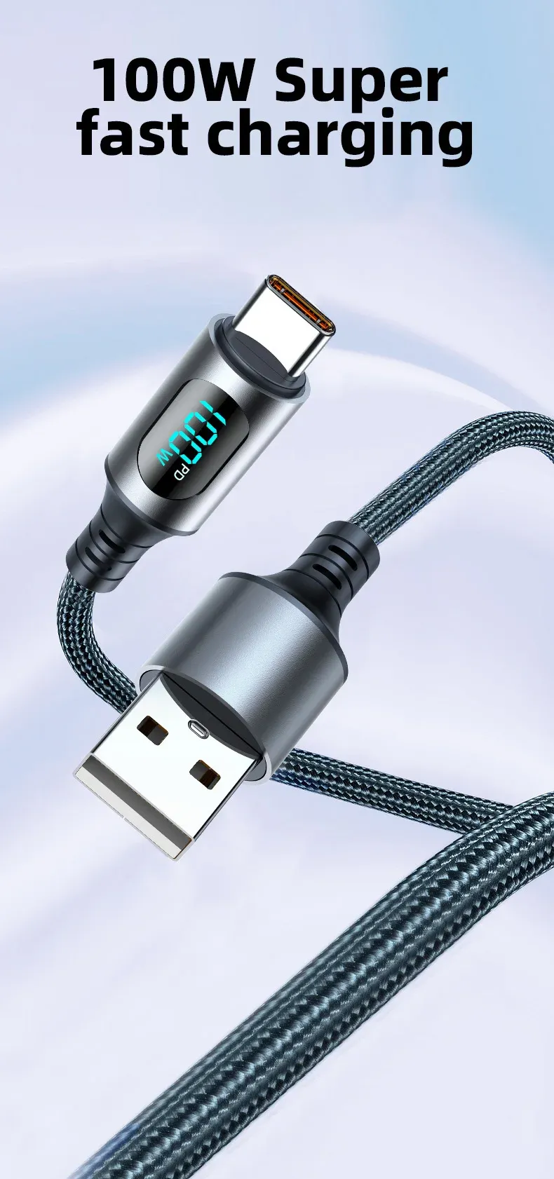 Câble de charge ultra-rapide 120W, vue d'ensemble