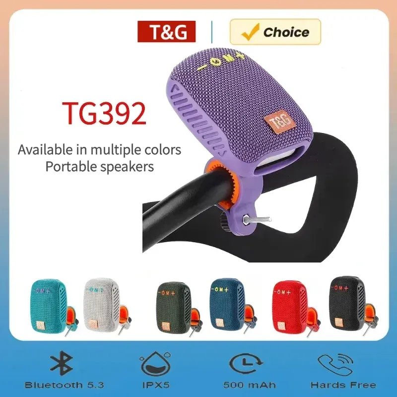 Enceinte Bluetooth portable sans fil TG392 pour vélo et extérieur, haut-parleur de guidon TWS avec caisson de basses étanche pour trottinette