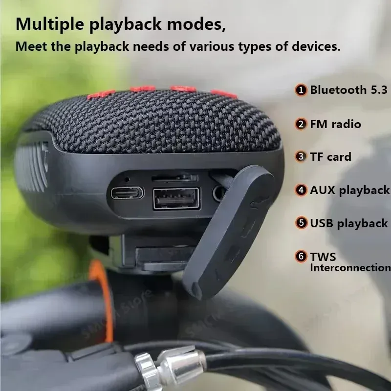 Enceinte Bluetooth portable sans fil TG392 pour vélo et extérieur, haut-parleur de guidon TWS avec caisson de basses étanche pour trottinette 5