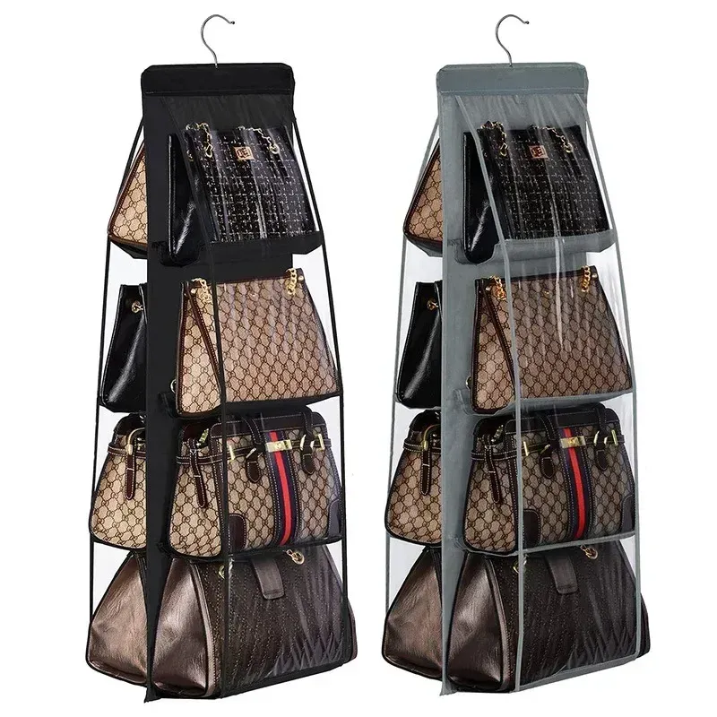 Sac de rangement pour sacs à main, organisateur de placard anti-poussière avec 6 à 8 poches suspendues - Image 1