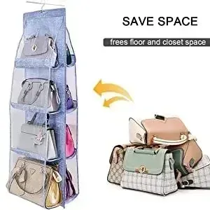 Sac de rangement pour sacs à main, organisateur de placard anti-poussière avec 6 à 8 poches suspendues 4