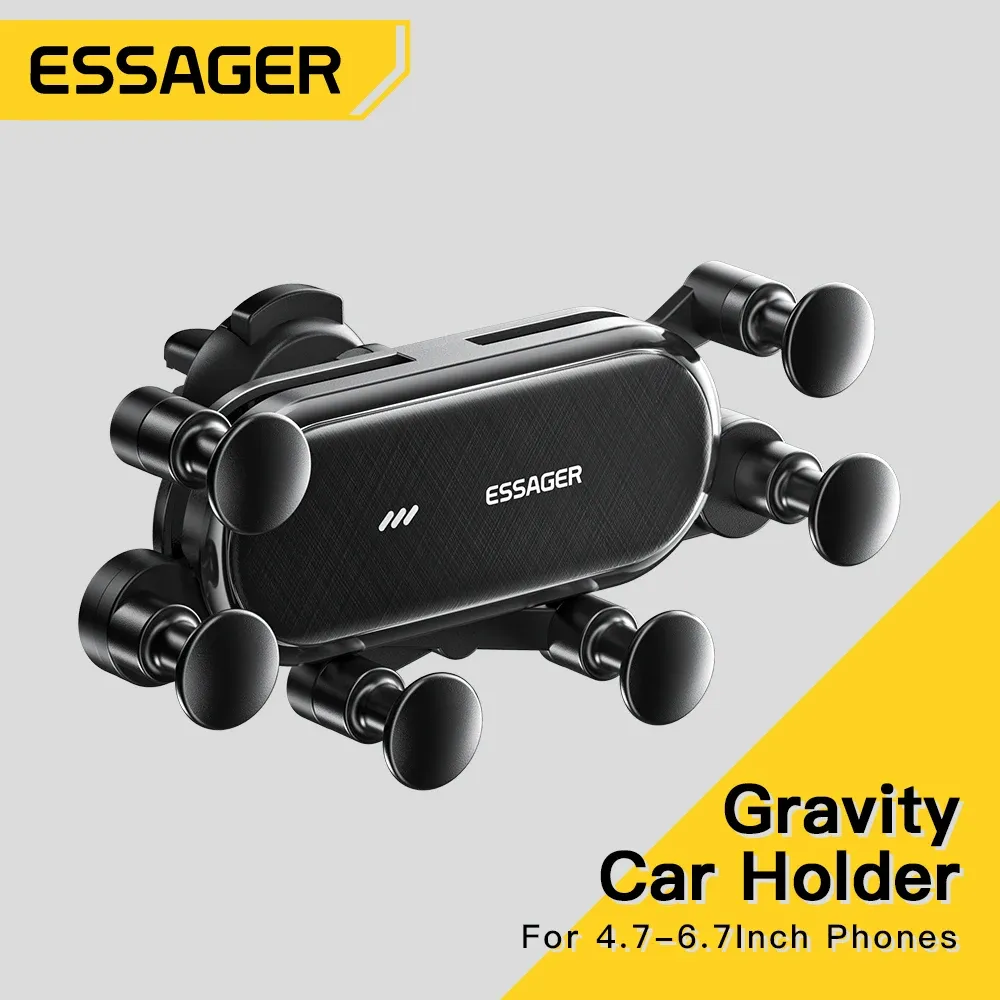 Support de téléphone de voiture par gravité Essager, pince de ventilation, support de téléphone portable pour voiture, compatible GPS avec iPhone 14, 13, 12 Pro et Xiaomi