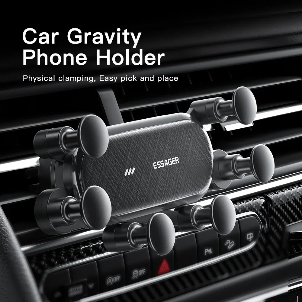 Support de téléphone de voiture par gravité Essager, pince de ventilation, support de téléphone portable pour voiture, compatible GPS avec iPhone 14, 13, 12 Pro et Xiaomi 2