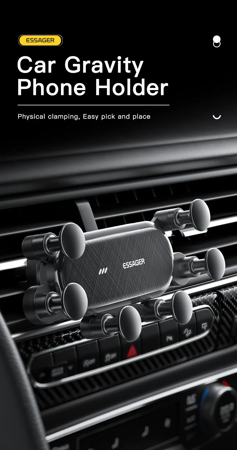 Support de téléphone de voiture Essager Gravity, vue détaillée