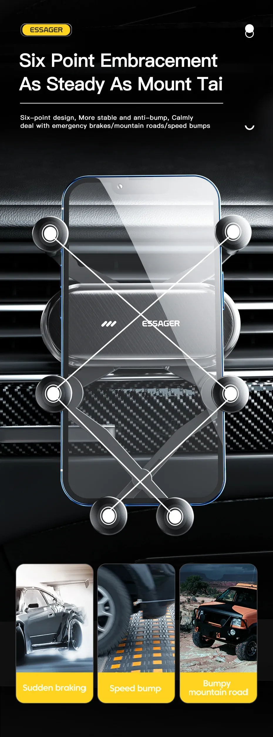 Design épuré du support auto Essager
