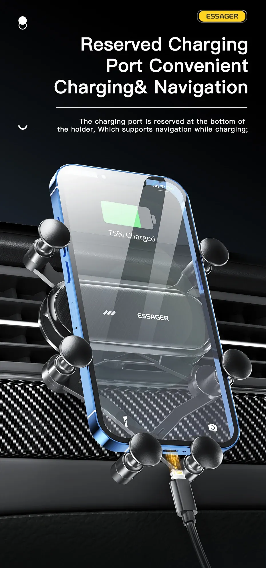 Support de téléphone pour voiture dans l'habitacle