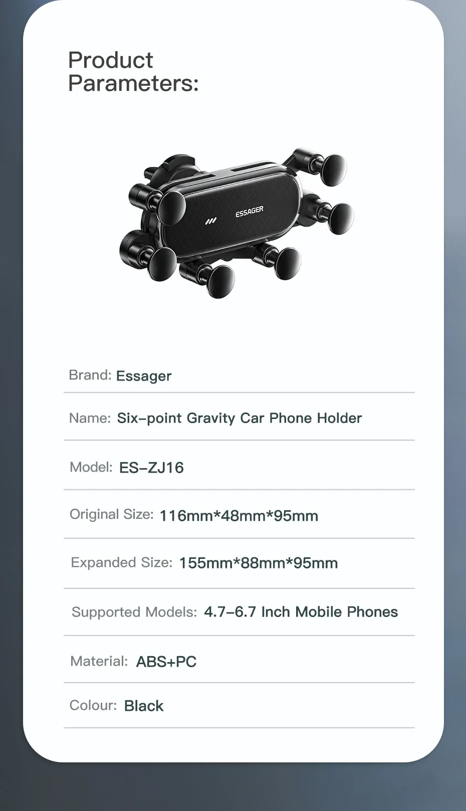 Support auto Essager, vue complète