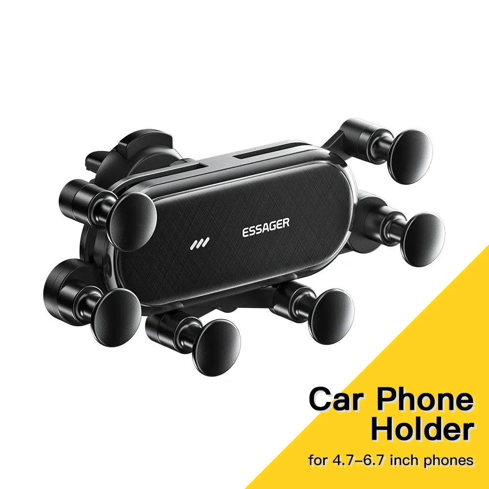 Support de téléphone de voiture par gravité Essager, pince de ventilation, support de téléphone portable pour voiture, compatible GPS avec iPhone 14, 13, 12 Pro et Xiaomi 7