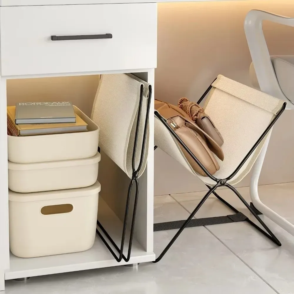 Étagère de rangement pliable multifonction à cadre métallique robuste et design ouvert