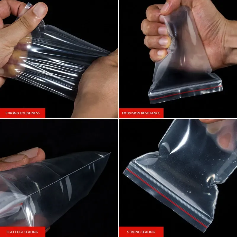 Lot de 100 petits sacs en plastique transparents refermables pour le stockage des aliments 3