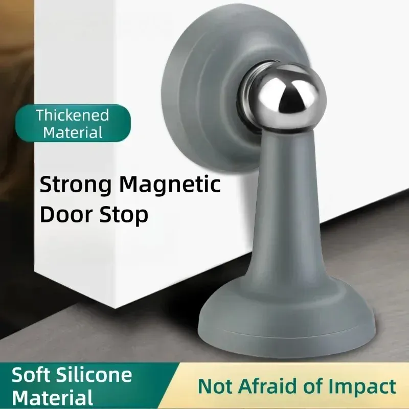 Butée de porte sans perçage pour chambre, protection murale fixe, anti-collision, butée de sol en silicone à forte adhérence pour la maison