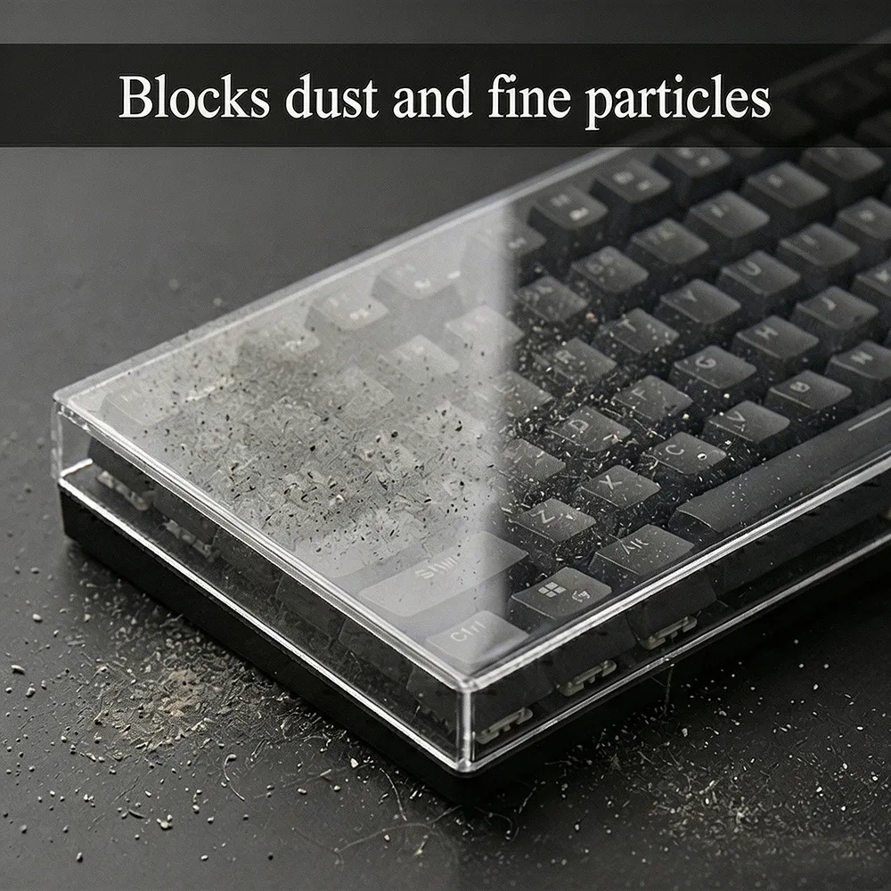 Housse anti-poussière transparente en acrylique pour clavier mécanique, compatible claviers 60, 96, 98 et 104/108 touches 4