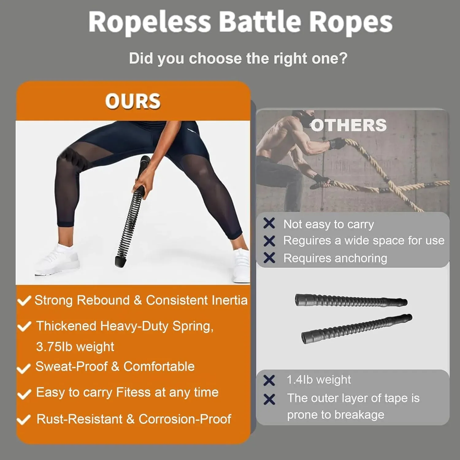 Cordes de combat lestées pour entraînement HIIT à domicile, équipement de fitness polyvalent 2