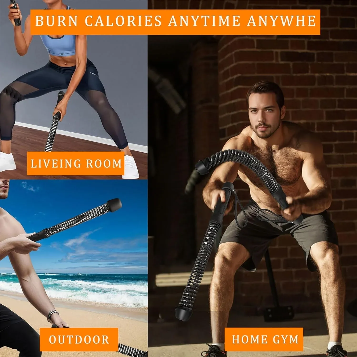 Cordes de combat lestées pour entraînement HIIT à domicile, équipement de fitness polyvalent 6