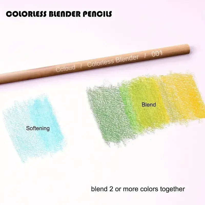 Mélangeur incolore 8 pièces – Idéal pour mélanger et adoucir les bords des crayons de couleur – Crayon non pigmenté à base de cire – Parfait 4