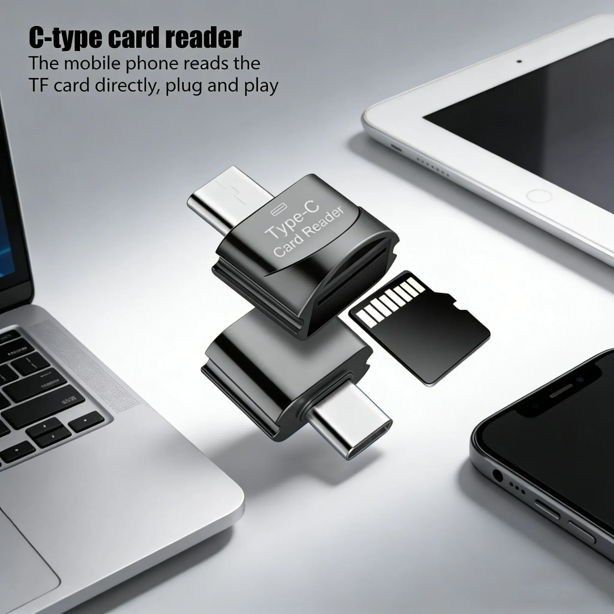 Lecteur de carte USB 3.1 Type-C, adaptateur USB-C pour cartes TF et Micro SD, compatible OTG, pour ordinateur portable, smartphone Samsung, iPhone et Xiaomi 1