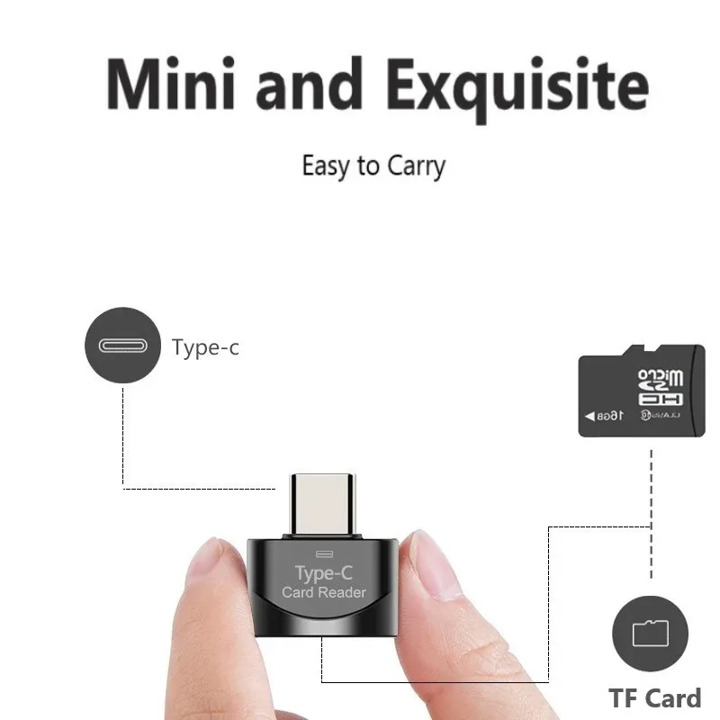 Lecteur de carte USB 3.1 Type-C, adaptateur USB-C pour cartes TF et Micro SD, compatible OTG, pour ordinateur portable, smartphone Samsung, iPhone et Xiaomi 3
