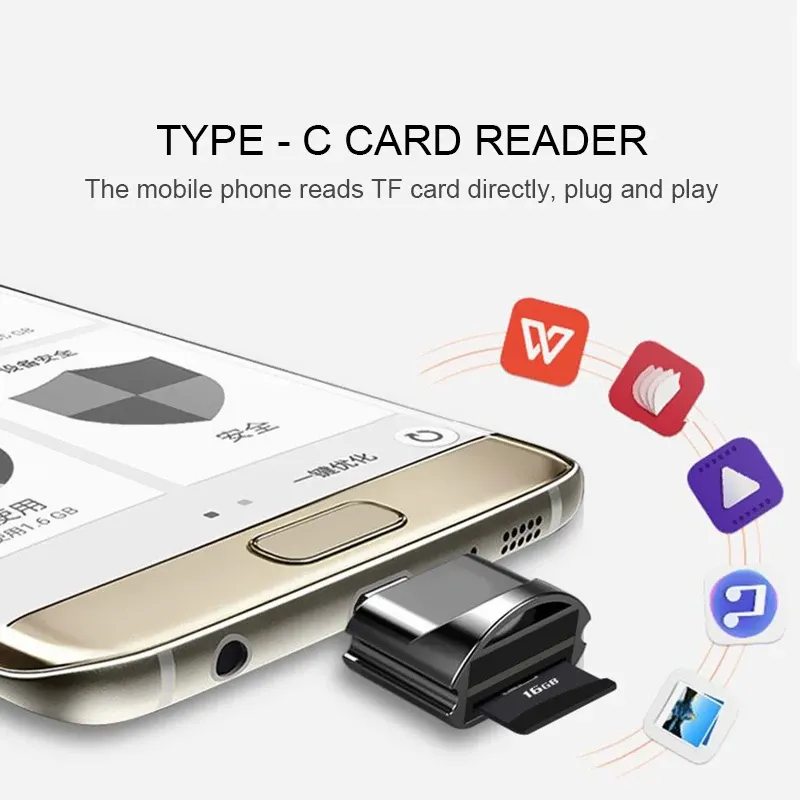 Lecteur de carte USB 3.1 Type-C, adaptateur USB-C pour cartes TF et Micro SD, compatible OTG, pour ordinateur portable, smartphone Samsung, iPhone et Xiaomi 4