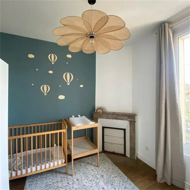 Ensemble de 13 autocollants muraux en bois à motif de montgolfières, nuages et étoiles pour la décoration intérieure et les chambres d'enfants 2