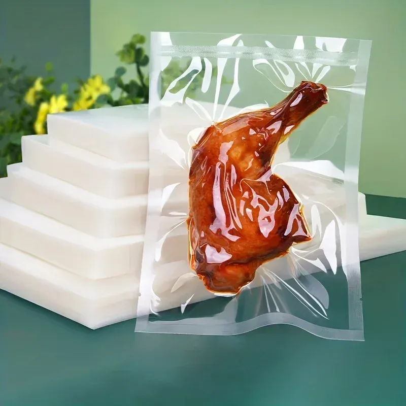 Lot de 50 sacs de mise sous vide jetables, transparents, pour viandes, fruits et légumes - Image 1