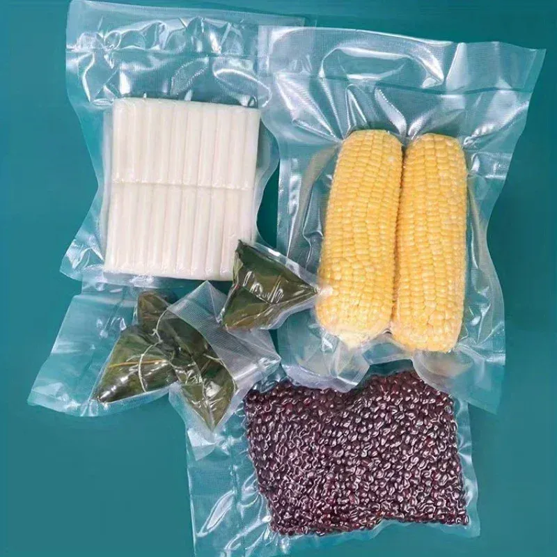 Lot de 50 sacs de mise sous vide jetables, transparents, pour viandes, fruits et légumes 2