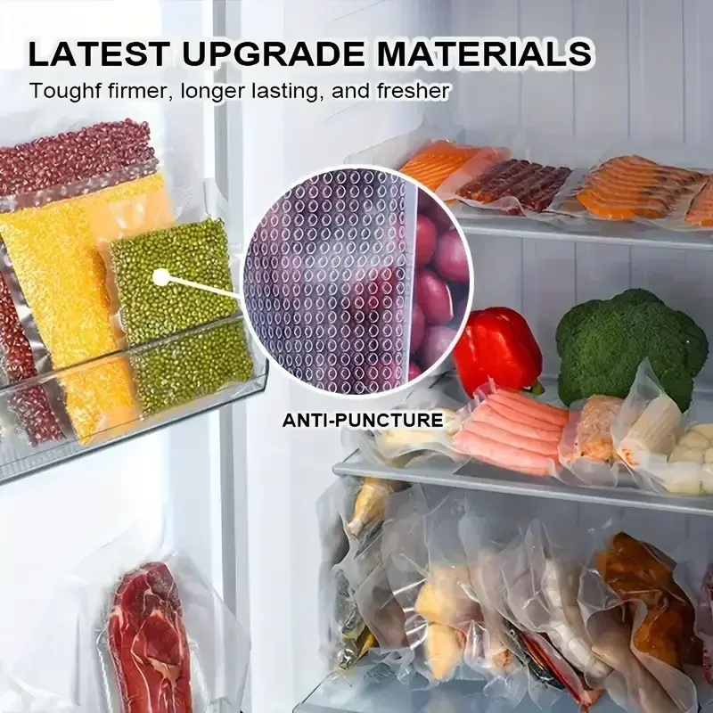 Lot de 50 sacs de mise sous vide jetables, transparents, pour viandes, fruits et légumes 4