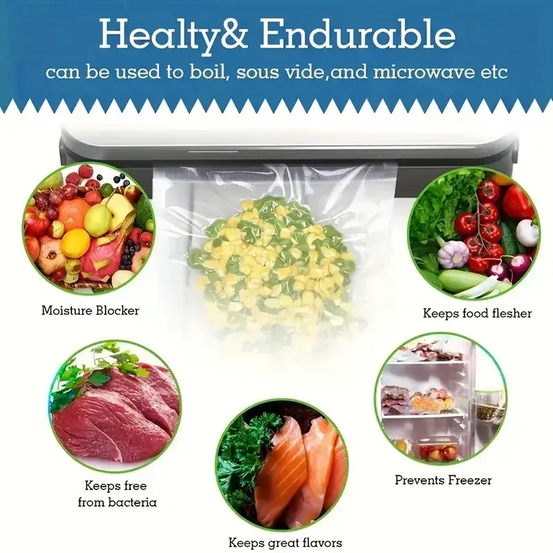 Lot de 50 sacs de mise sous vide jetables, transparents, pour viandes, fruits et légumes 6