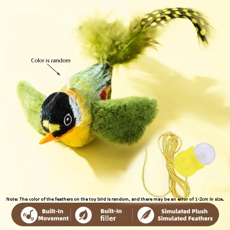 Jouet pour chat imitant le chant des oiseaux, avec corde élastique résistante aux griffures et aux morsures 7
