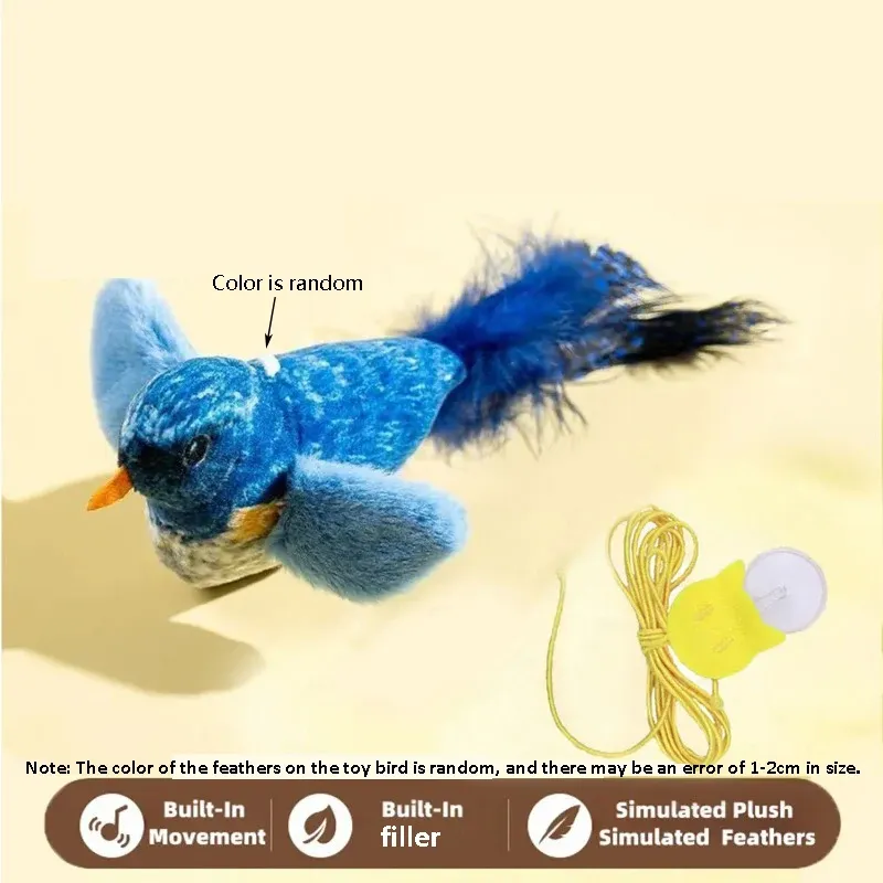 Jouet pour chat imitant le chant des oiseaux, avec corde élastique résistante aux griffures et aux morsures 9
