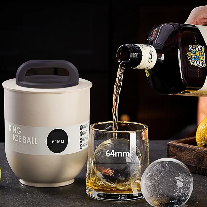 Moule à boules de glace en silicone anti-fonte, plateau à glaçons transparent pour whisky et cocktails - Image 1