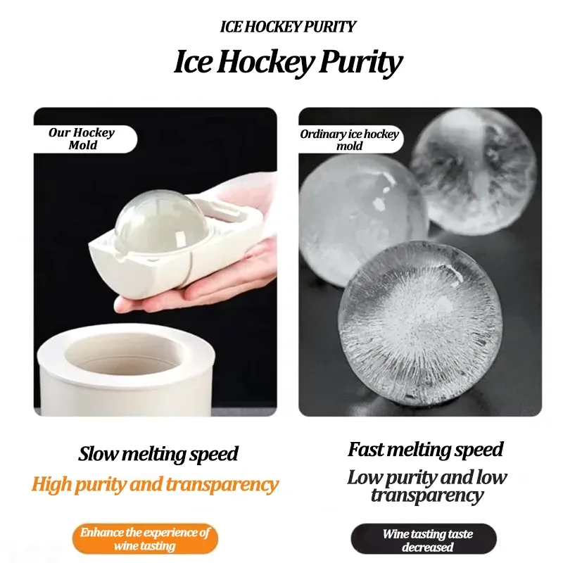 Moule à boules de glace en silicone anti-fonte, plateau à glaçons transparent pour whisky et cocktails 5
