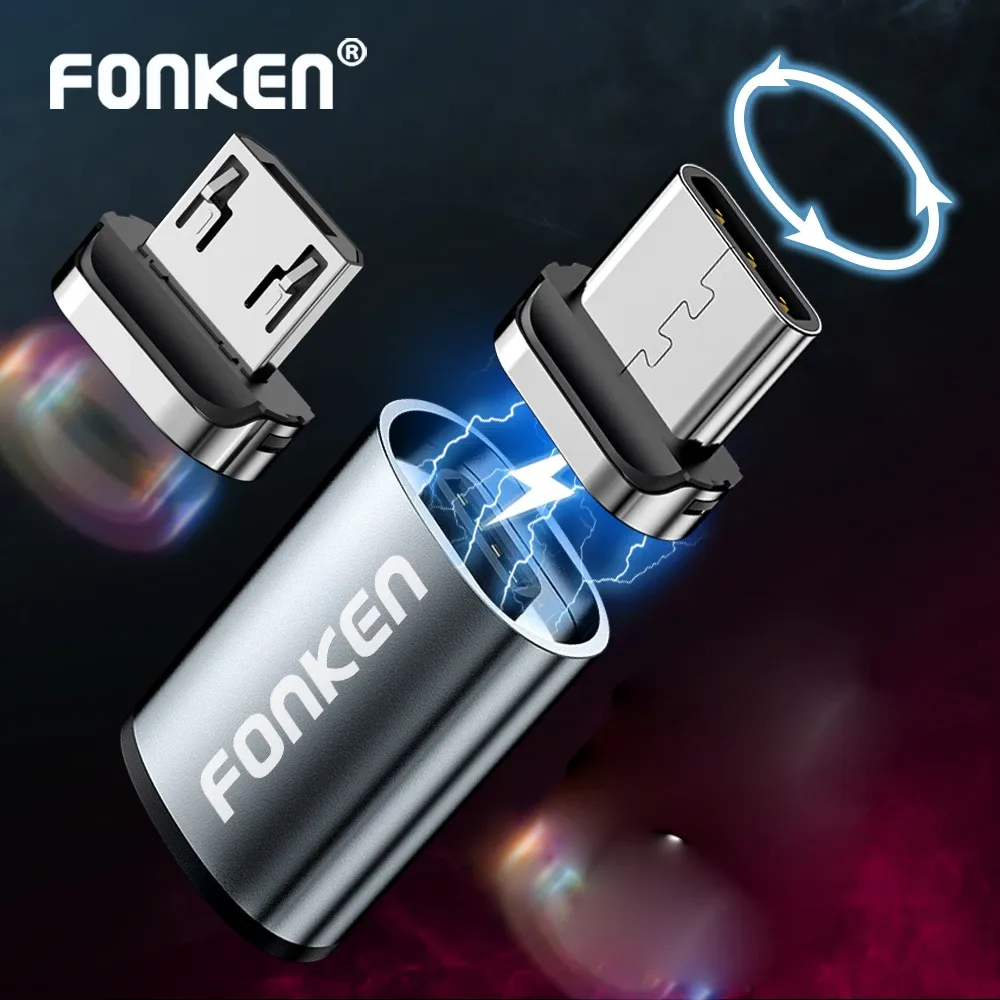 FONKEN Câble de charge magnétique 3 en 1 Micro USB et USB-C pour Huawei et Samsung