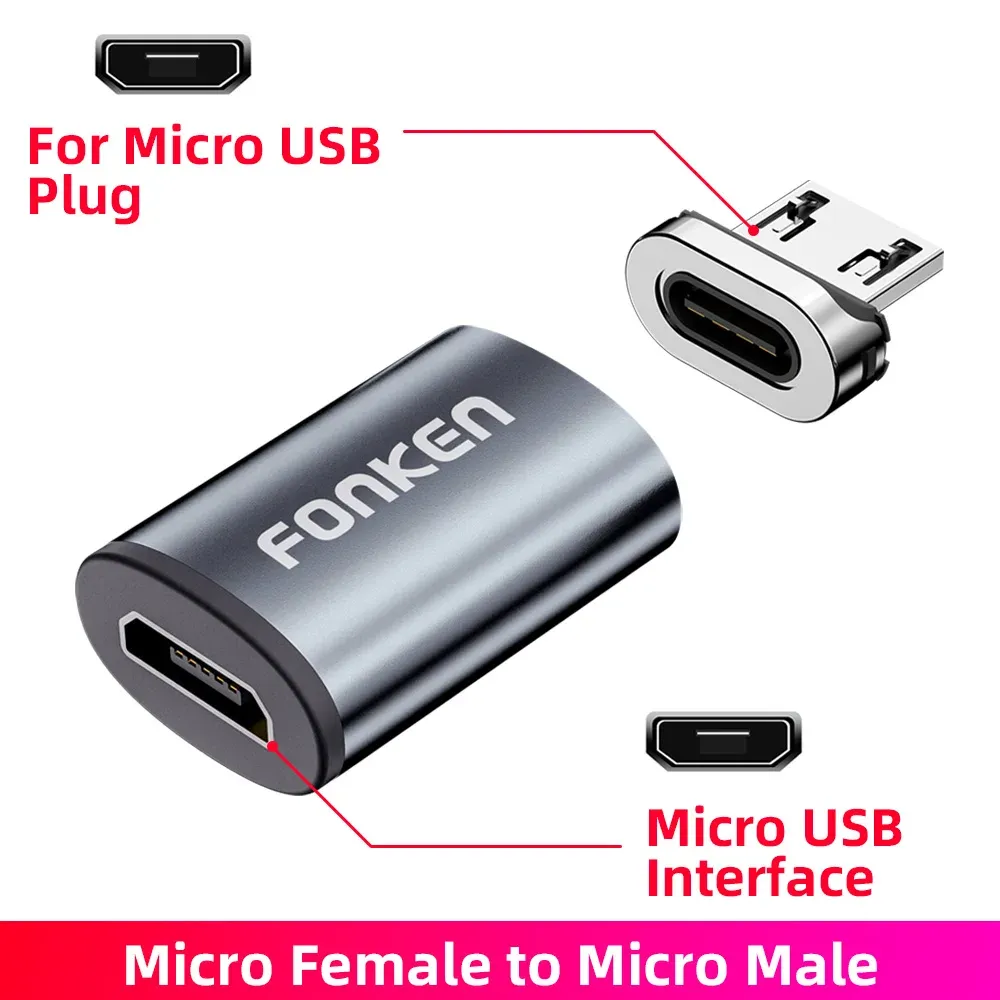 FONKEN Câble de charge magnétique 3 en 1 Micro USB et USB-C pour Huawei et Samsung 10