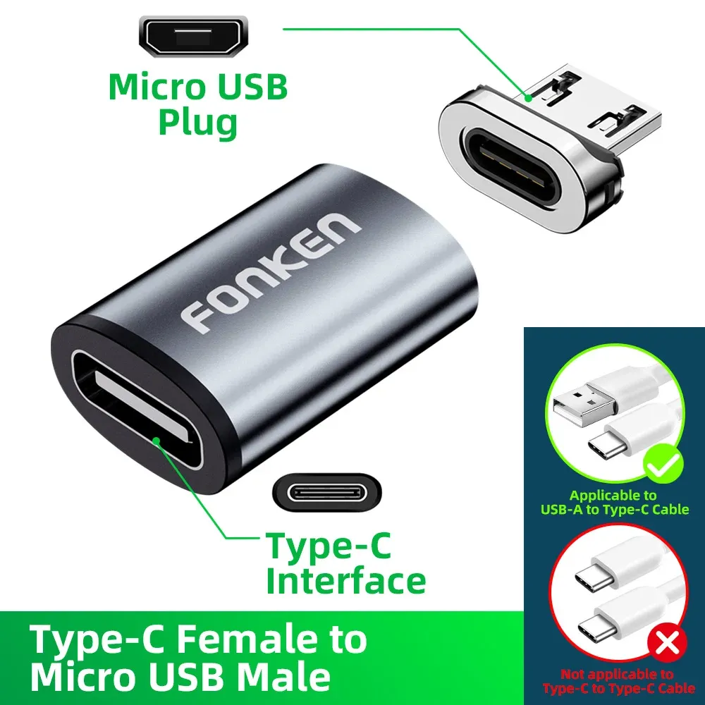 FONKEN Câble de charge magnétique 3 en 1 Micro USB et USB-C pour Huawei et Samsung 12